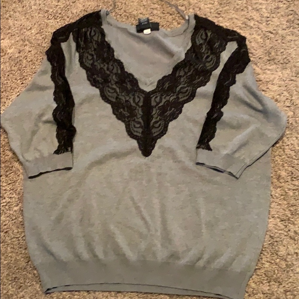 Grey and black lace sweater 18/20